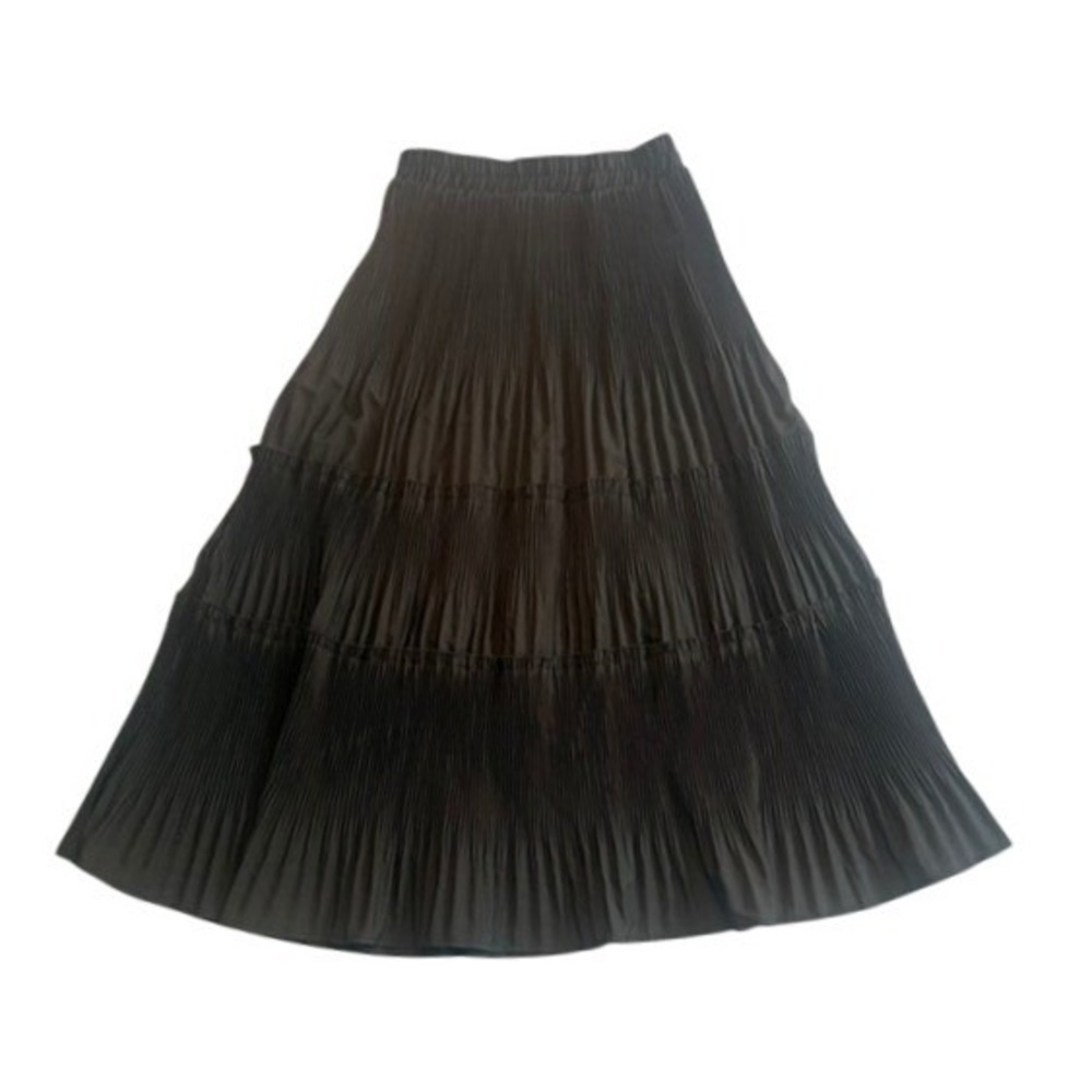 Dazy Pleated Tiered Maxi Skirt Womens Small Black Excellent Elastic Waist Boho - Picture 2 of 6